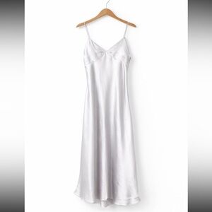 Forever 21 Silver Satin Midi Dress Size M